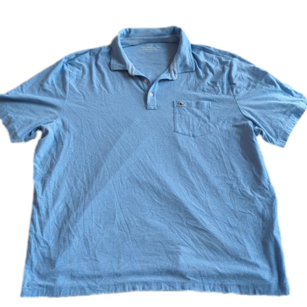 Vineyard Vines Mens Light Blue Horizontal Striped Soft Edgartown Polo Size 2XL - Picture 1 of 5